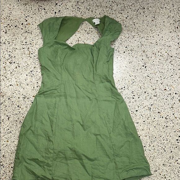 House of Harlow green linen mini dress open back zip small s - Picture 1 of 6